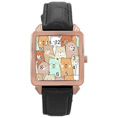 Colorful-baby-bear-cartoon-seamless-pattern Rose Gold Leather Watch  by Sobalvarro