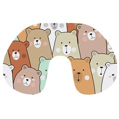 Colorful-baby-bear-cartoon-seamless-pattern Travel Neck Pillow by Sobalvarro