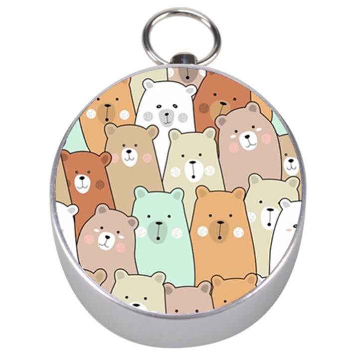 Colorful-baby-bear-cartoon-seamless-pattern Silver Compasses