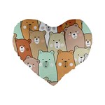 Colorful-baby-bear-cartoon-seamless-pattern Standard 16  Premium Flano Heart Shape Cushions Front