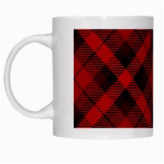 Red And Black Plaid Stripes White Mugs