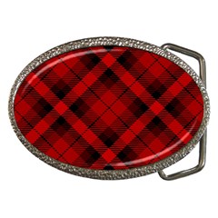 Red And Black Plaid Stripes Belt Buckles by SpinnyChairDesigns