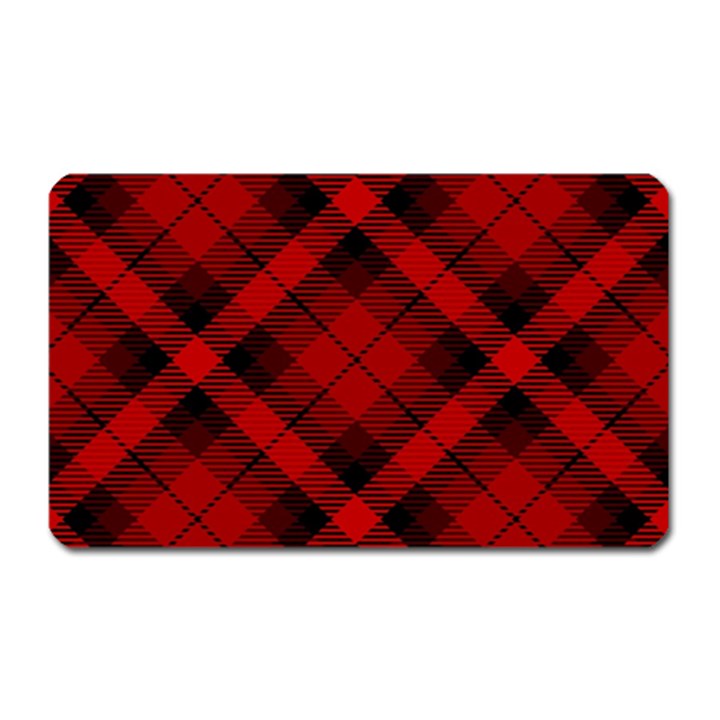 Red and Black Plaid Stripes Magnet (Rectangular)