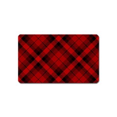 Red And Black Plaid Stripes Magnet (name Card) by SpinnyChairDesigns