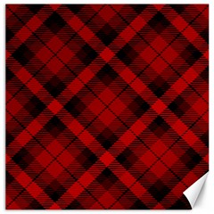 Red And Black Plaid Stripes Canvas 16  X 16  by SpinnyChairDesigns