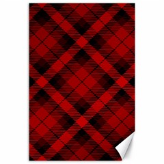 Red And Black Plaid Stripes Canvas 24  X 36  by SpinnyChairDesigns