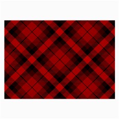 Red And Black Plaid Stripes Large Glasses Cloth (2 Sides) by SpinnyChairDesigns