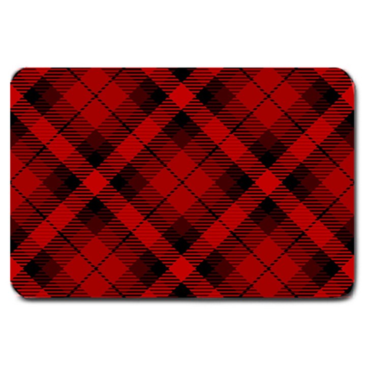 Red and Black Plaid Stripes Large Doormat 