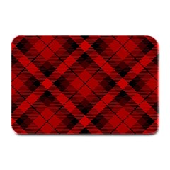 Red And Black Plaid Stripes Plate Mats by SpinnyChairDesigns