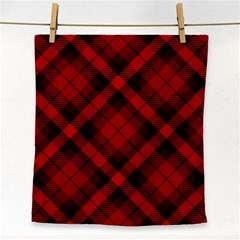 Red And Black Plaid Stripes Face Towel by SpinnyChairDesigns