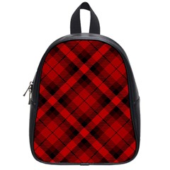 Red And Black Plaid Stripes School Bag (small) by SpinnyChairDesigns