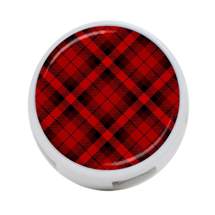 Red and Black Plaid Stripes 4-Port USB Hub (One Side)