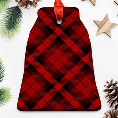 Red And Black Plaid Stripes Bell Ornament (two Sides) by SpinnyChairDesigns