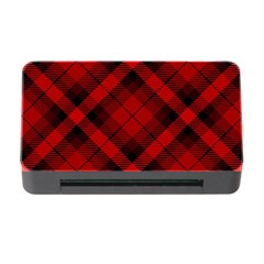 Red And Black Plaid Stripes Memory Card Reader With Cf by SpinnyChairDesigns