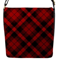 Red And Black Plaid Stripes Flap Closure Messenger Bag (s) by SpinnyChairDesigns