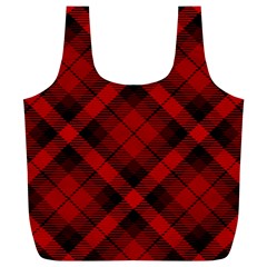 Red And Black Plaid Stripes Full Print Recycle Bag (xl) by SpinnyChairDesigns