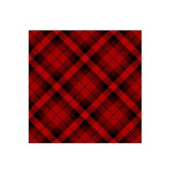 Red And Black Plaid Stripes Satin Bandana Scarf by SpinnyChairDesigns