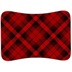 Red And Black Plaid Stripes Velour Seat Head Rest Cushion by SpinnyChairDesigns