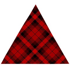 Red And Black Plaid Stripes Wooden Puzzle Triangle by SpinnyChairDesigns