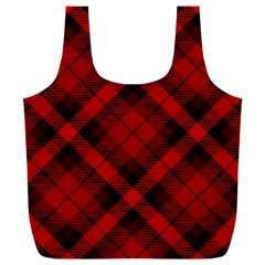 Red And Black Plaid Stripes Full Print Recycle Bag (xxl) by SpinnyChairDesigns