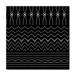 Black And White Minimalist Stripes  Tile Coaster by SpinnyChairDesigns