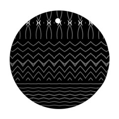 Black And White Minimalist Stripes  Ornament (round) by SpinnyChairDesigns