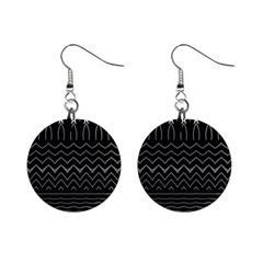 Black And White Minimalist Stripes  Mini Button Earrings by SpinnyChairDesigns