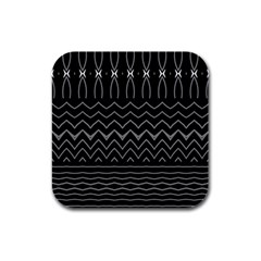 Black And White Minimalist Stripes  Rubber Square Coaster (4 Pack)  by SpinnyChairDesigns