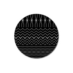 Black And White Minimalist Stripes  Magnet 3  (round) by SpinnyChairDesigns