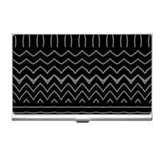 Black And White Minimalist Stripes  Business Card Holder by SpinnyChairDesigns