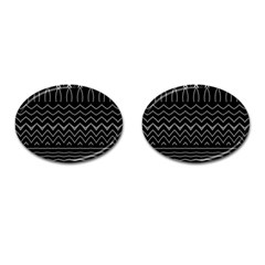 Black And White Minimalist Stripes  Cufflinks (oval) by SpinnyChairDesigns