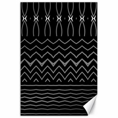 Black And White Minimalist Stripes  Canvas 20  X 30  by SpinnyChairDesigns