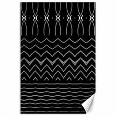 Black And White Minimalist Stripes  Canvas 24  X 36  by SpinnyChairDesigns