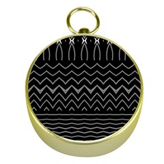 Black And White Minimalist Stripes  Gold Compasses by SpinnyChairDesigns