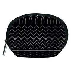 Black And White Minimalist Stripes  Accessory Pouch (medium) by SpinnyChairDesigns