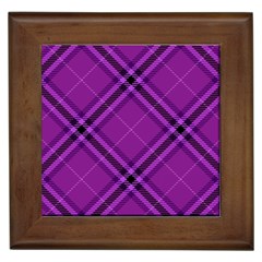 Purple And Black Plaid Framed Tile by SpinnyChairDesigns