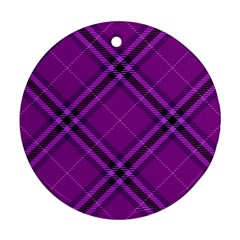 Purple And Black Plaid Ornament (round) by SpinnyChairDesigns