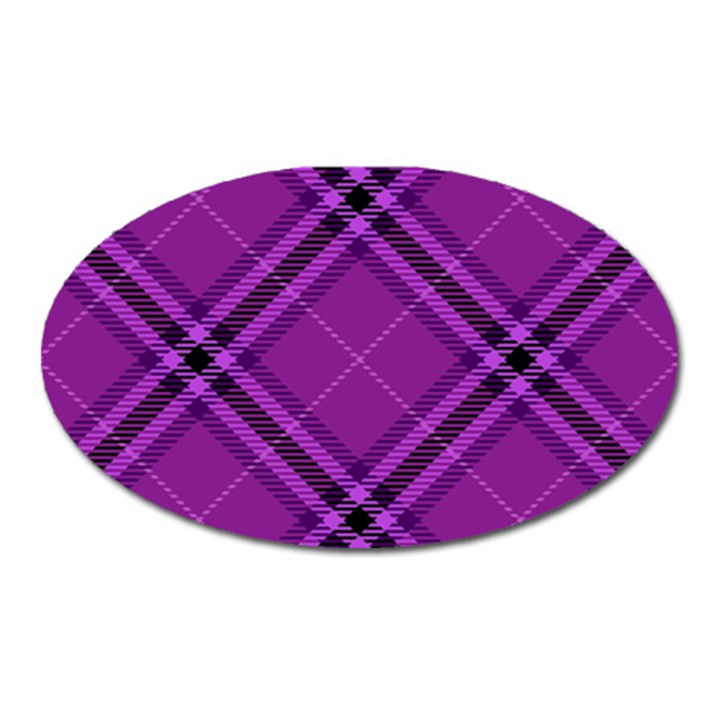 Purple and Black Plaid Oval Magnet