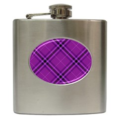 Purple And Black Plaid Hip Flask (6 Oz) by SpinnyChairDesigns