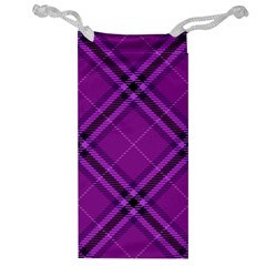 Purple And Black Plaid Jewelry Bag by SpinnyChairDesigns