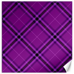 Purple And Black Plaid Canvas 16  X 16  by SpinnyChairDesigns