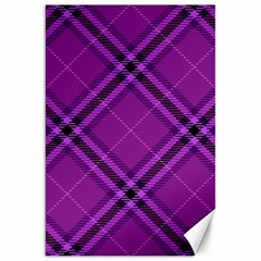 Purple And Black Plaid Canvas 20  X 30  by SpinnyChairDesigns