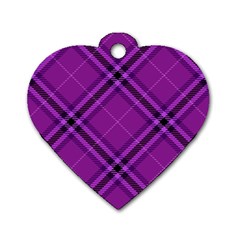 Purple And Black Plaid Dog Tag Heart (one Side) by SpinnyChairDesigns