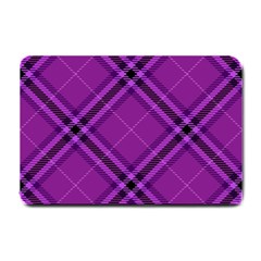 Purple And Black Plaid Small Doormat  by SpinnyChairDesigns