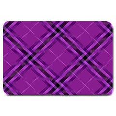 Purple And Black Plaid Large Doormat  by SpinnyChairDesigns