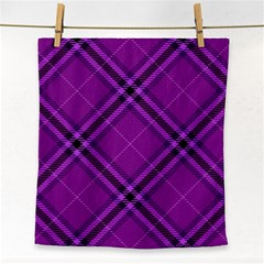 Purple And Black Plaid Face Towel by SpinnyChairDesigns