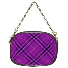 Purple And Black Plaid Chain Purse (two Sides) by SpinnyChairDesigns