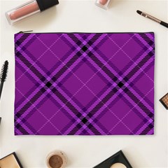 Purple And Black Plaid Cosmetic Bag (xl) by SpinnyChairDesigns