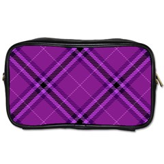 Purple And Black Plaid Toiletries Bag (one Side) by SpinnyChairDesigns