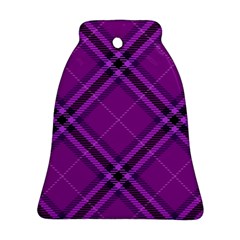 Purple And Black Plaid Ornament (bell) by SpinnyChairDesigns